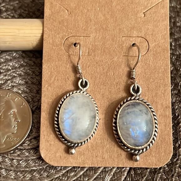 925 Sterling Silver With Moonstone Earrings - Picture 2 of 3